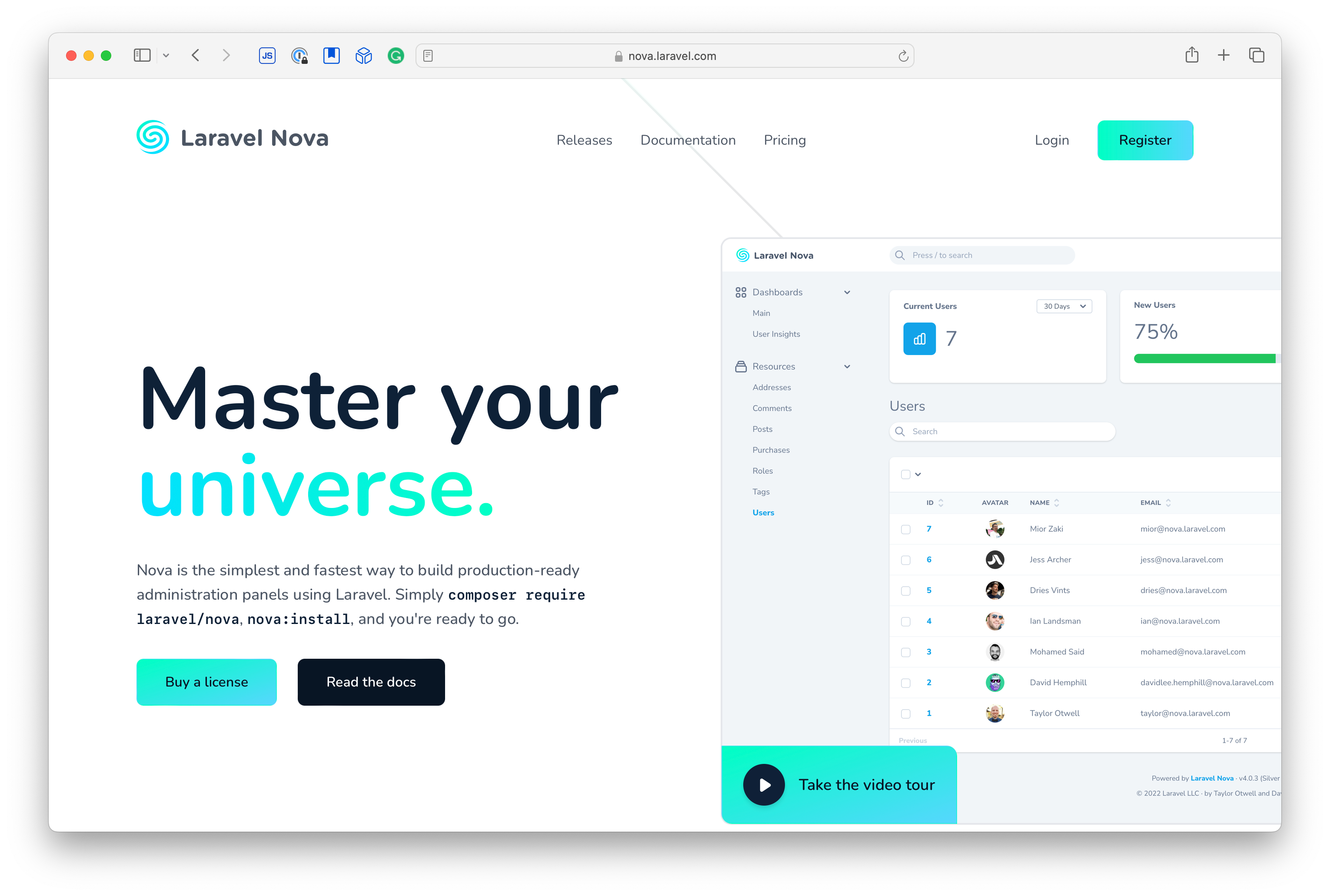 Laravel Nova gets a fresh new website